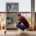 Outdoor Cat House Enclosures on Wheels Kitten Cages with Resting Box-Gray