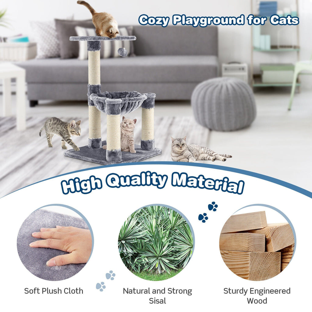 Multi-level Cat Tree with Scratching Posts and Cat Hammock