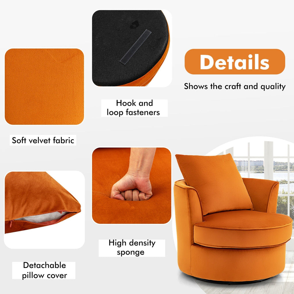 Modern 360¬∞ Swivel Barrel Chair with No Assembly Needed-Orange