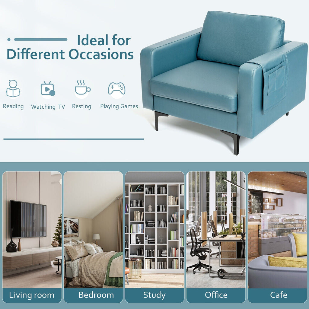 Modern Accent Armchair with Side Storage Pocket