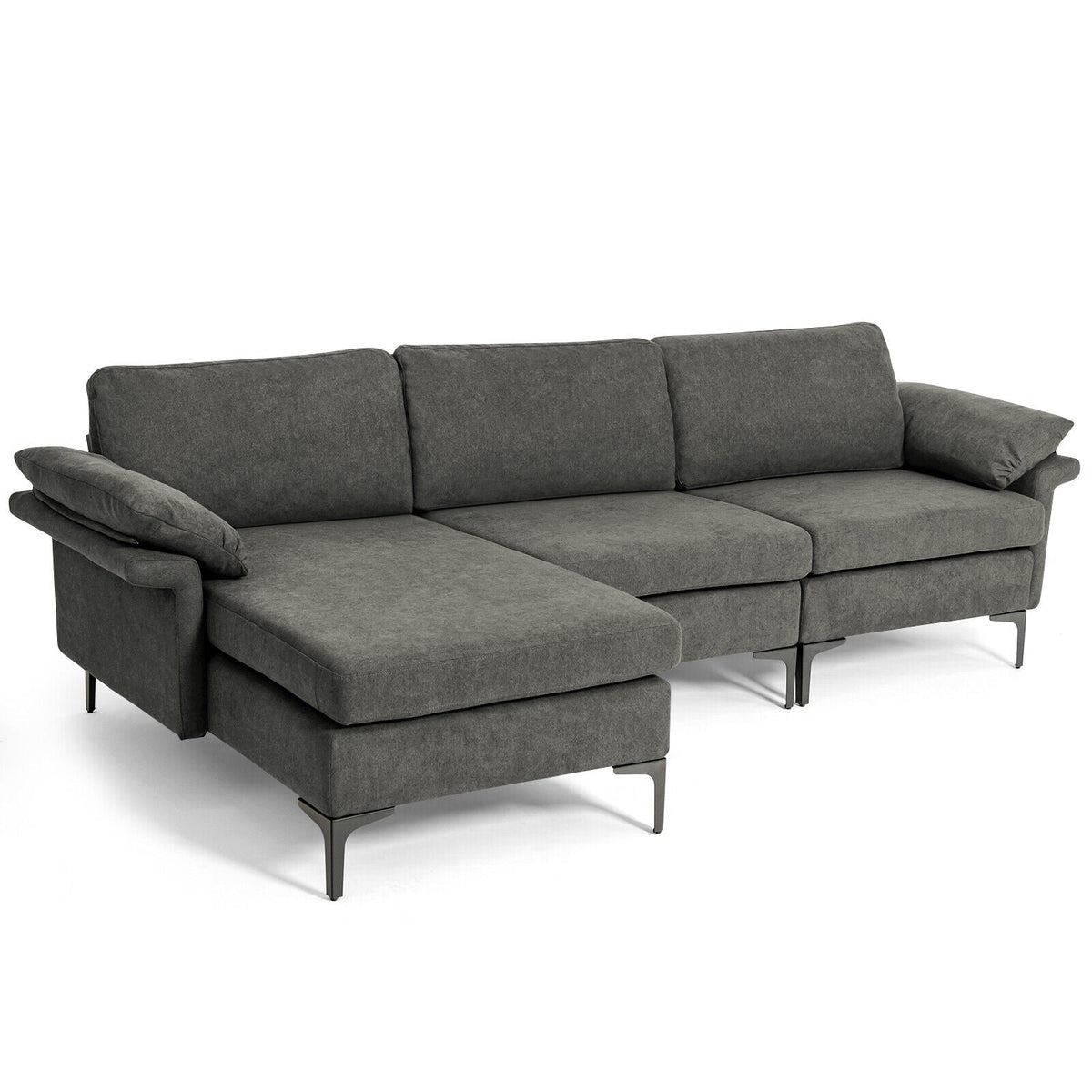 Extra Large Modular L-shaped Sectional Sofa with Reversible Chaise for 4-5 People