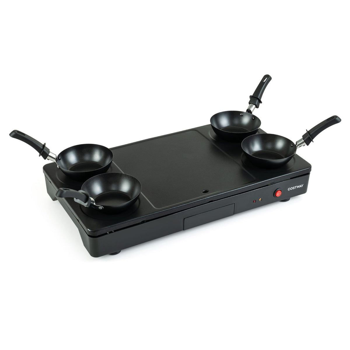 Electric Raclette Grill with 4 Nonstick Woks and Spatulas