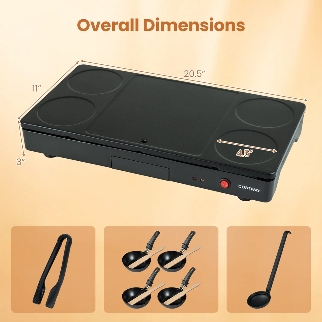 Electric Raclette Grill with 4 Nonstick Woks and Spatulas