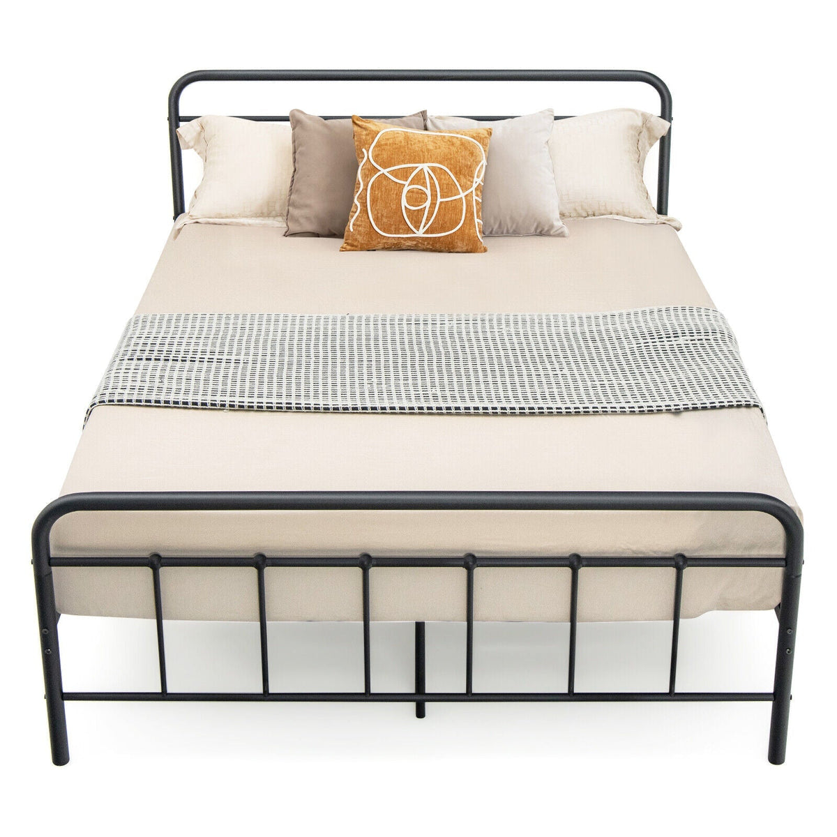 Heavy Duty Metal Platform Bed Frame with Headboard