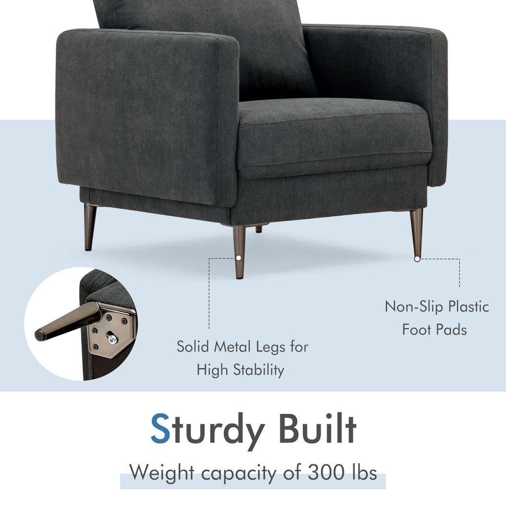Modern Upholstered Accent Chair with Removable Backrest Cushion