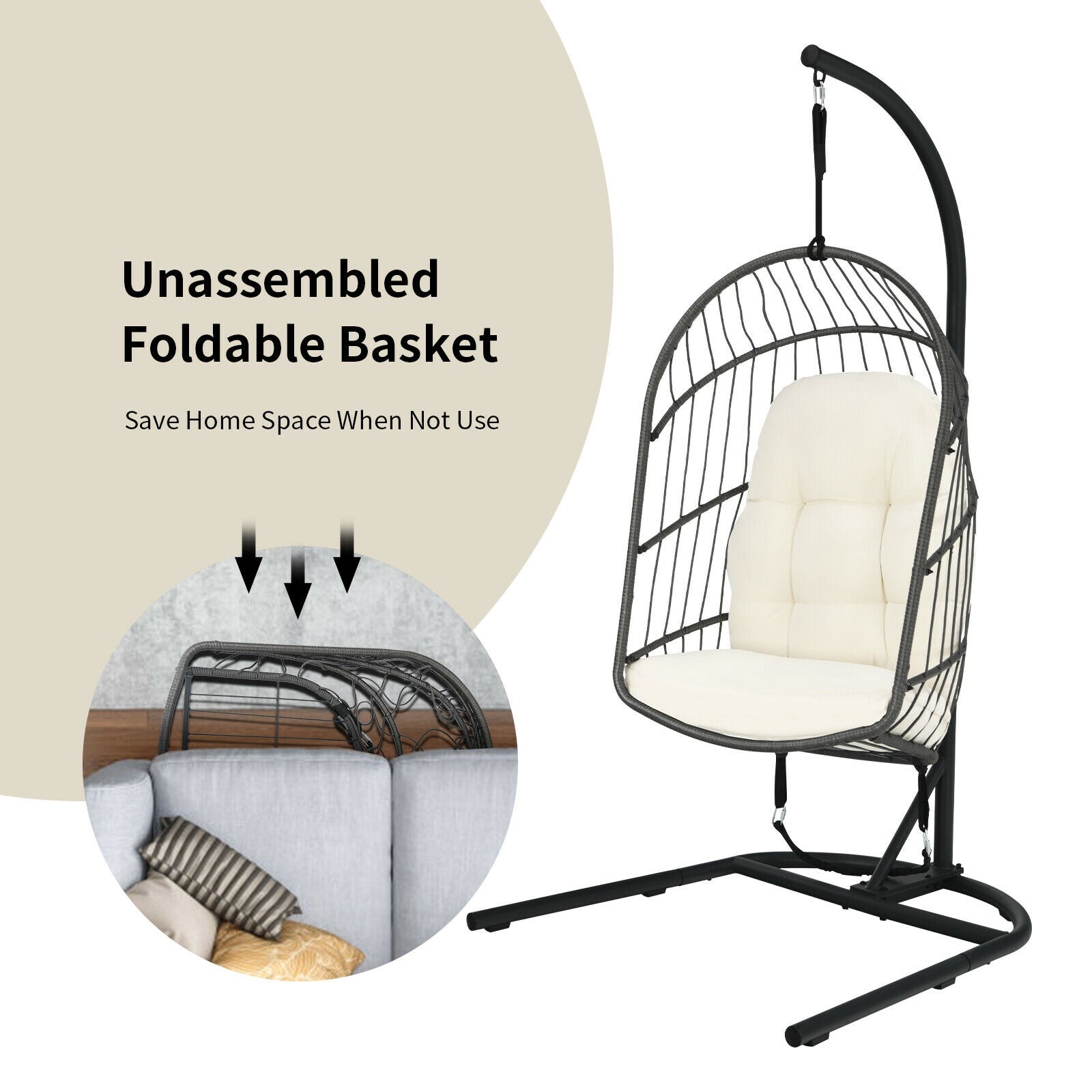 Hanging Wicker Egg Chair with Stand