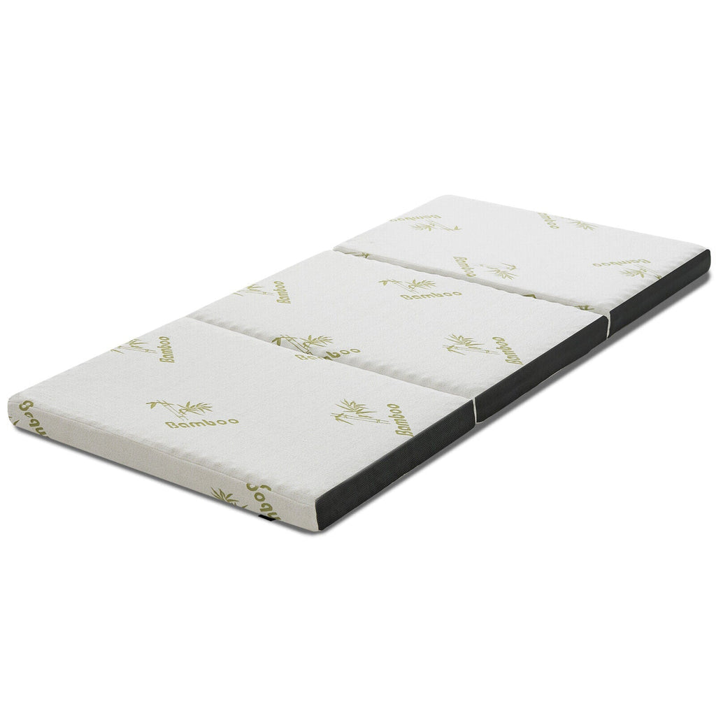 Portable Tri-fold Memory Foam Floor Mattress Topper Portable with Carrying Bag