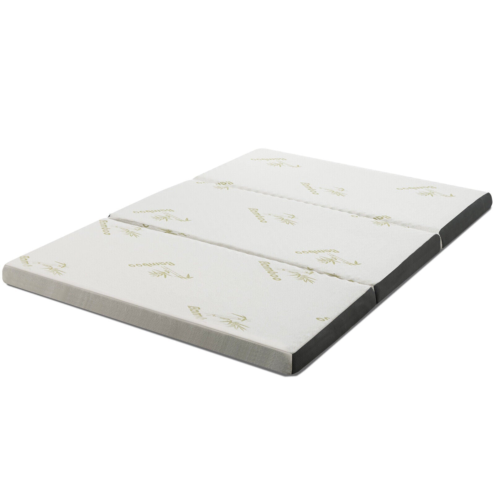 Portable Tri-fold Memory Foam Floor Mattress Topper Portable with Carrying Bag