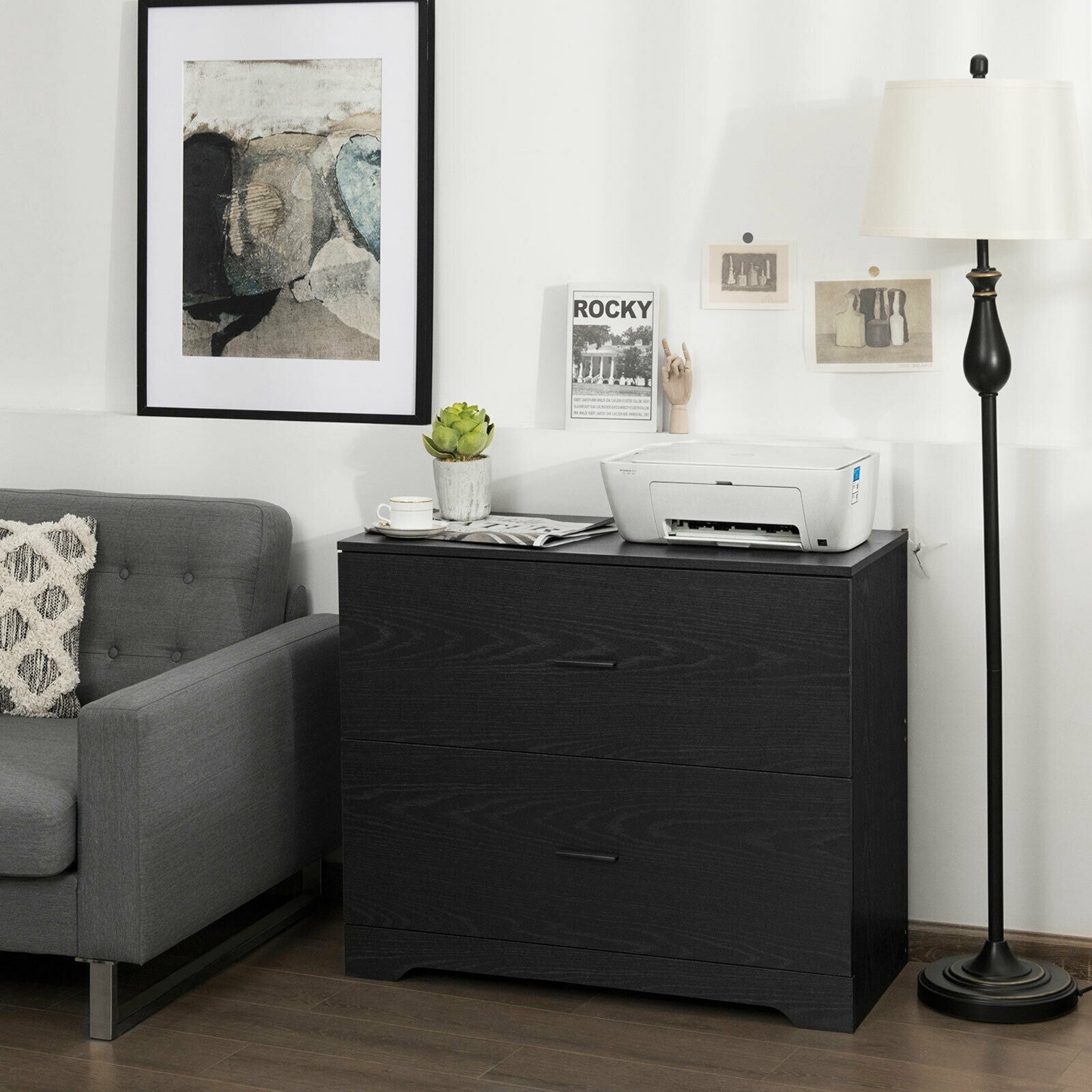 2-Drawer Lateral File Cabinet with Adjustable Bars for Home and Office