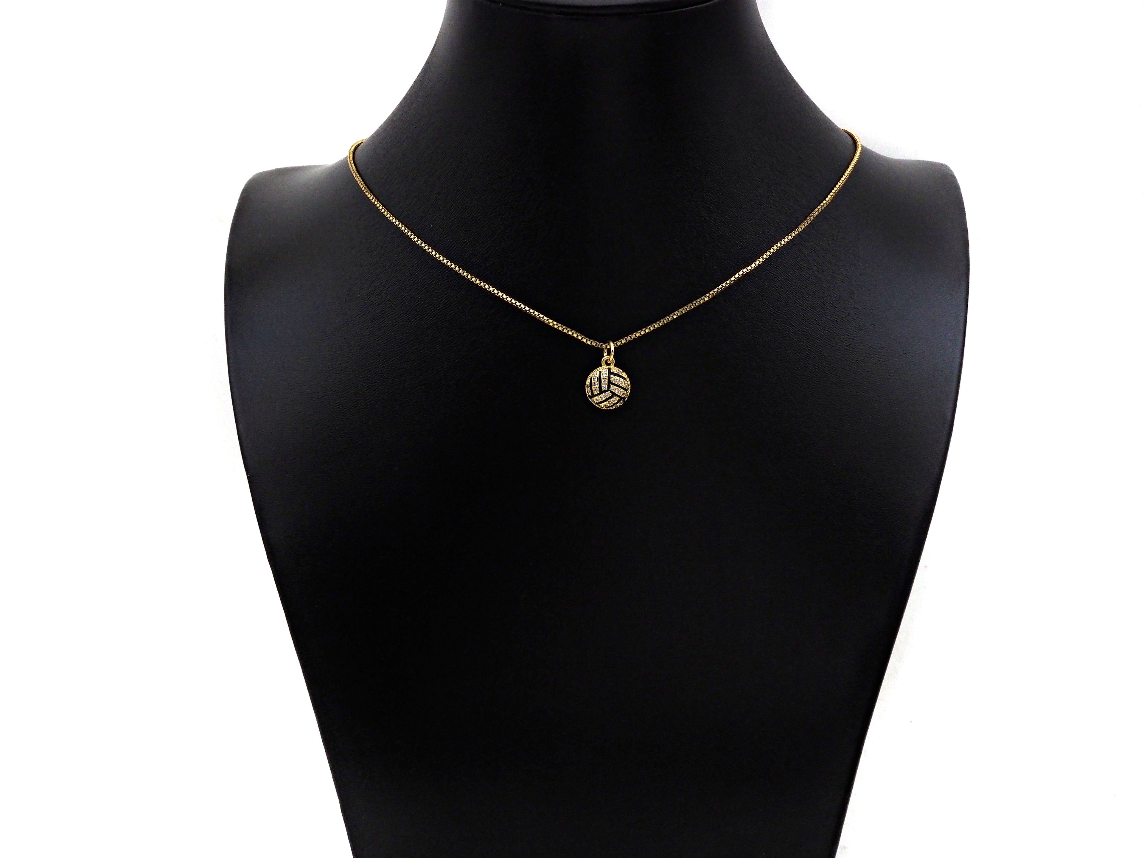 CZ Micro Pave Gold Silver Volleyball Charm, Cubic Zirconia Pendant, Volleyball Charm, CZ Micro Pave Sport ball Pendant,10x12mm, Sku#F1349