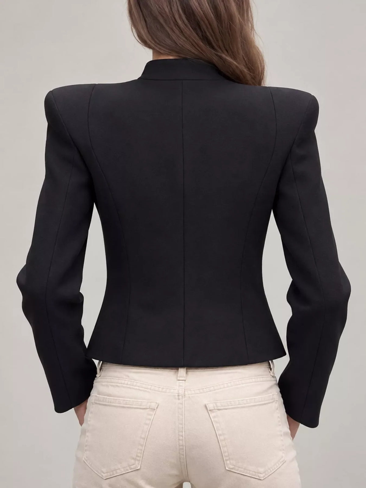 Decorative Button Cropped Jacket