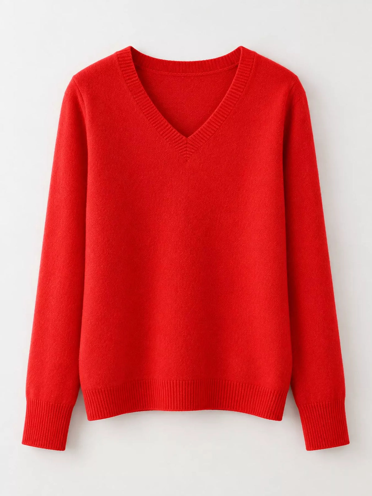 V-Neck Solid Color Sweater