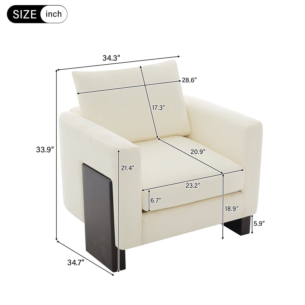 Modern Accent Chair Stylish Club Chair Armchair with Rubberwood Legs for Living Room, Bedroom, or Office