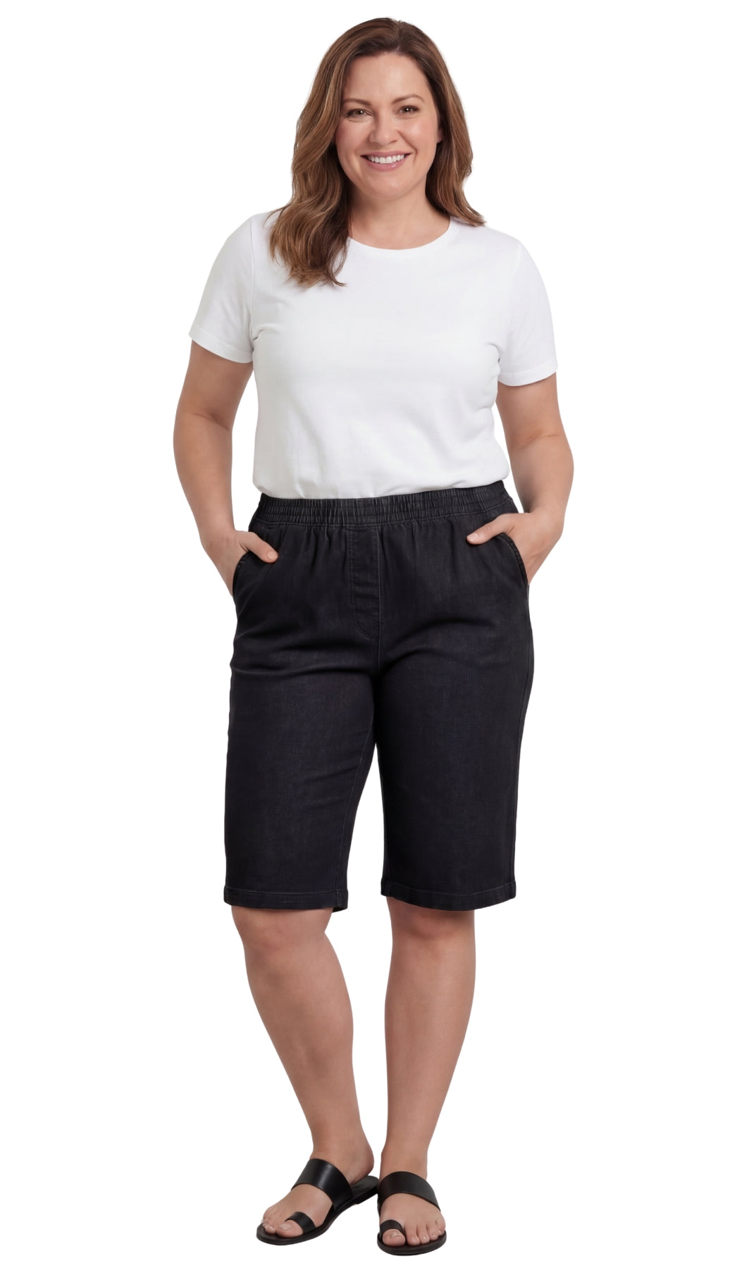 Women's Easy Pull-On Bermuda Shorts in Denim and Twill