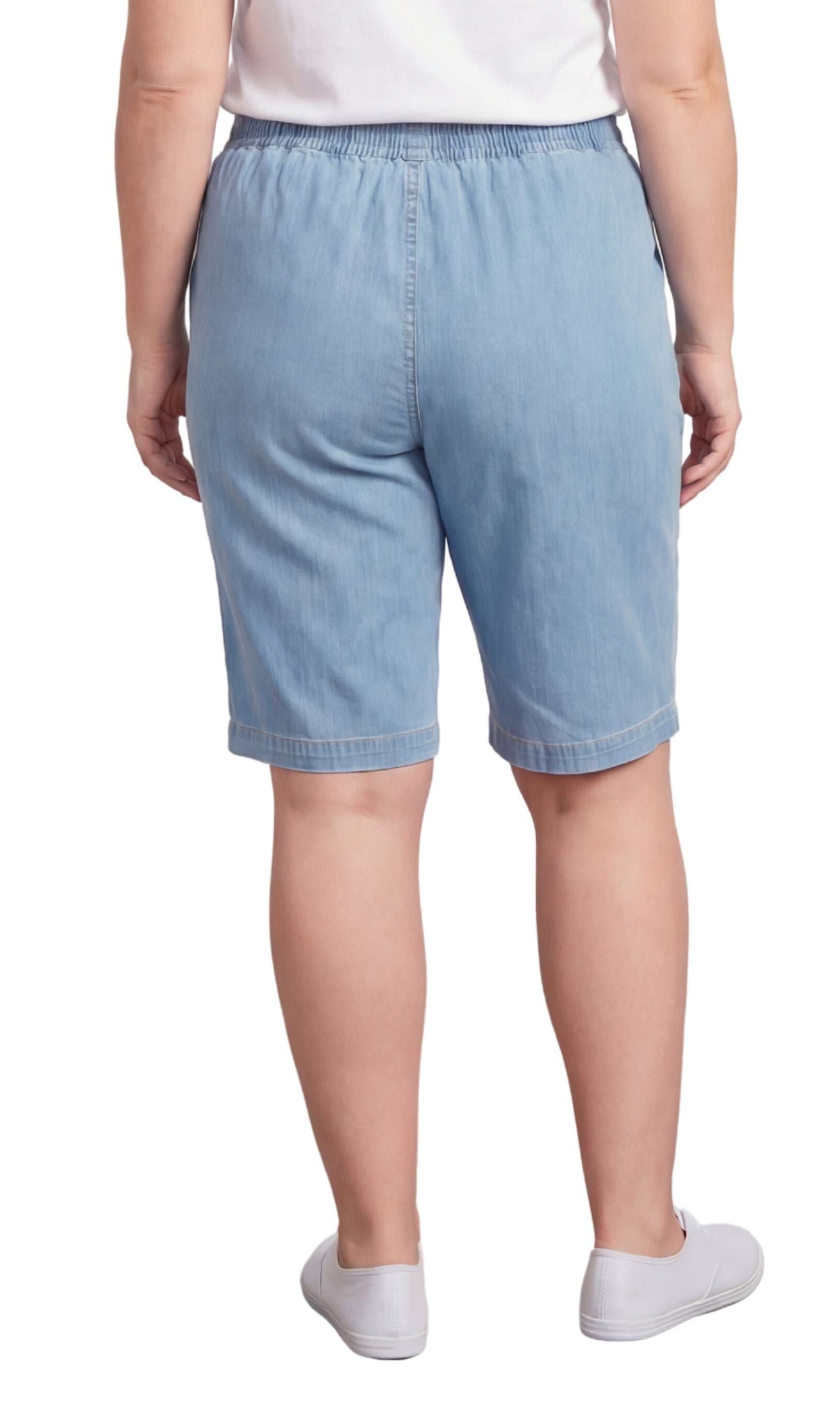Women's Easy Pull-On Bermuda Shorts in Denim and Twill