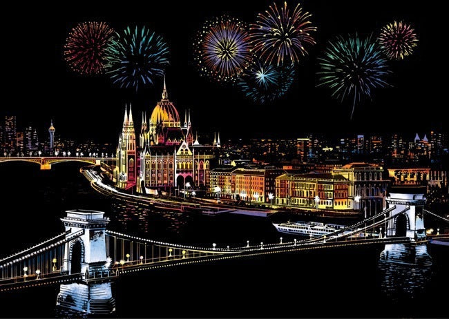 City night scratch painting
