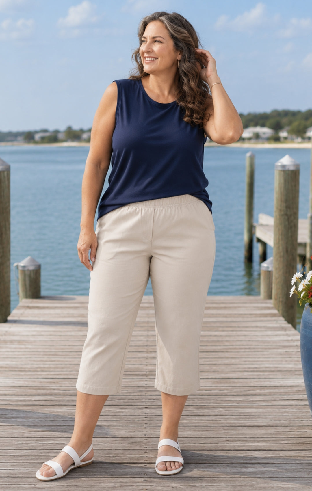 Women's Classic Relaxed Fit Sleeveless Tank Top — Lightweight Cotton Blend