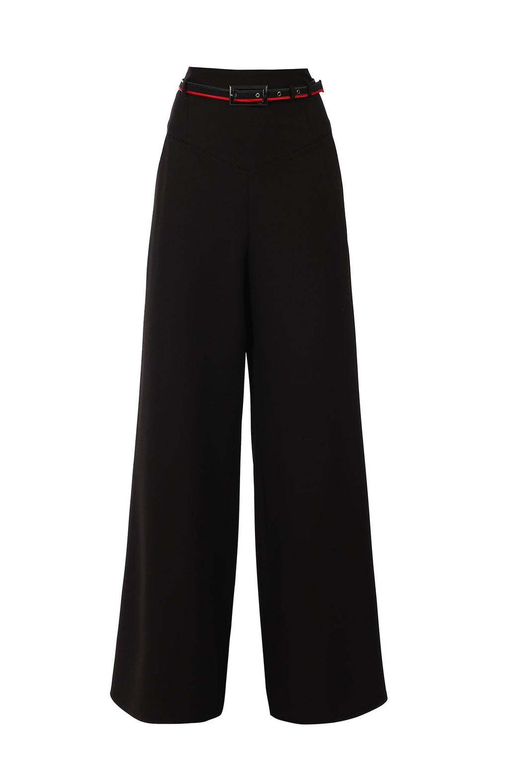 Barbara Wide-Leg Pants in Black | Tailored Suit Trousers with Belted Waist | Luna Fashion House