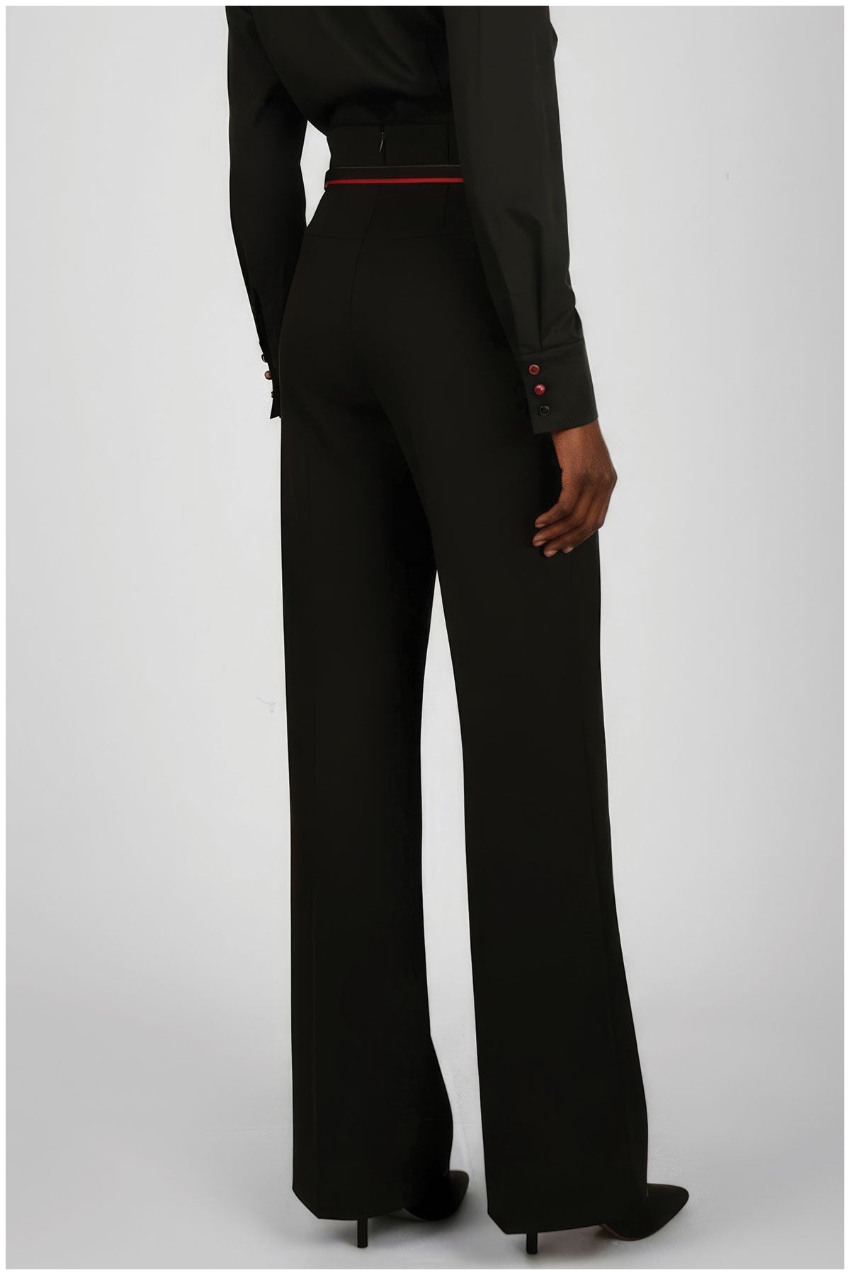Barbara Wide-Leg Pants in Black | Tailored Suit Trousers with Belted Waist | Luna Fashion House