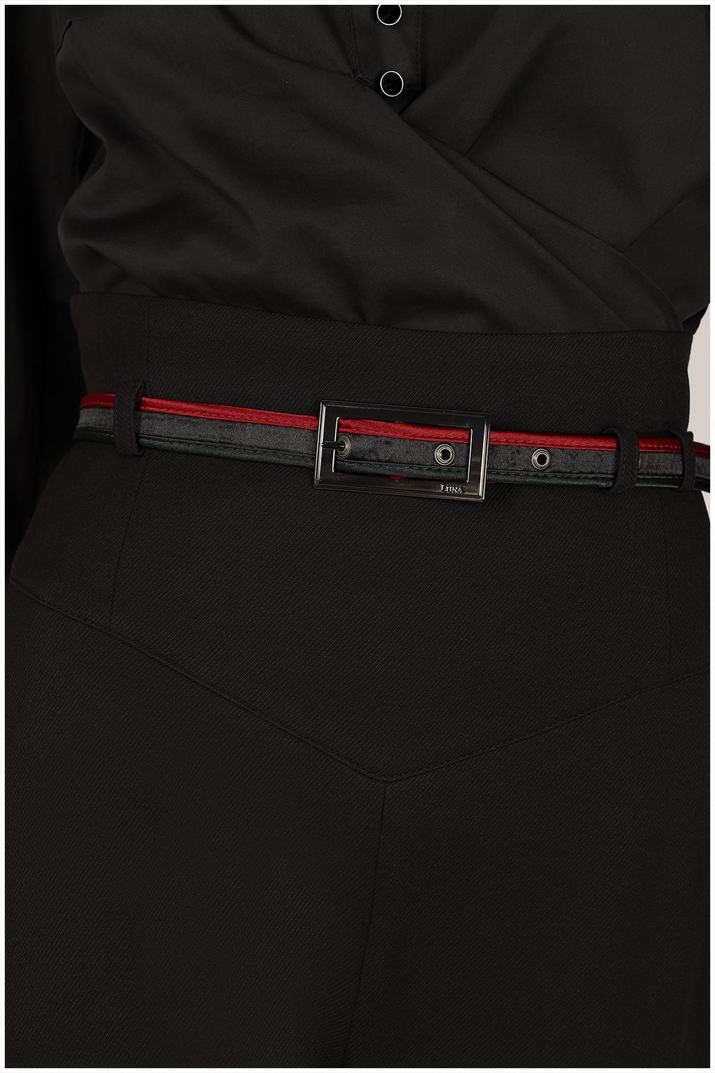 Barbara Wide-Leg Pants in Black | Tailored Suit Trousers with Belted Waist | Luna Fashion House