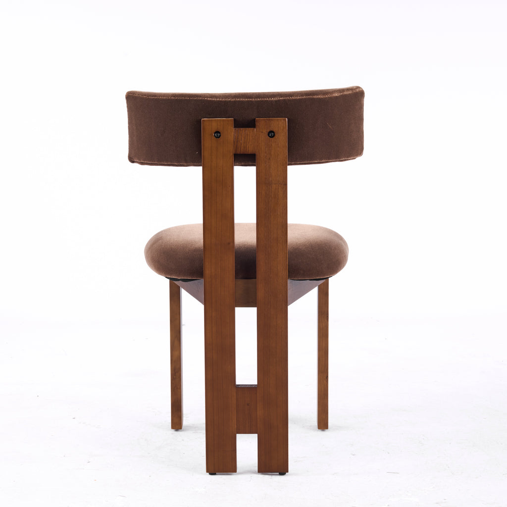 Mid-Century Modern Upholstered Dining Chair with Solid Wood Frame - T-Back Design