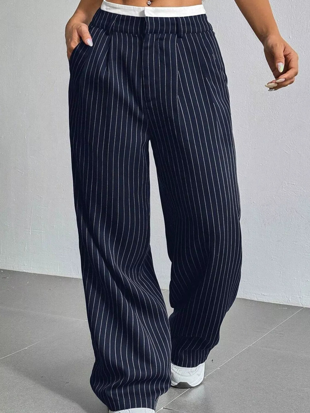 Striped Wide-Leg Pants