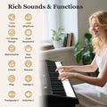 88 Key Foldable Piano Keyboard Portable Semi Weighted Electric Piano-Black