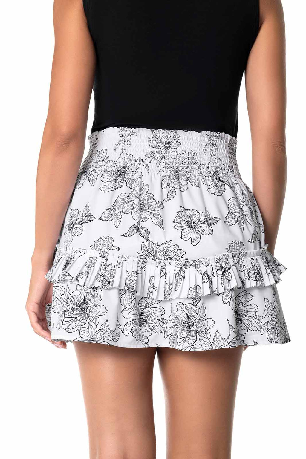 Women's Charlotte Bay Ruffle Skirt | White/Black Perfect Peony