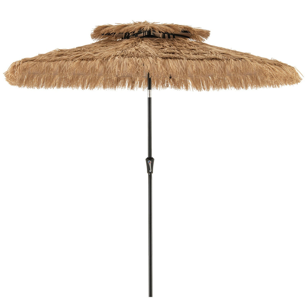 10 FT Tiki Patio Umbrella with 2-Tier Vented Canopy