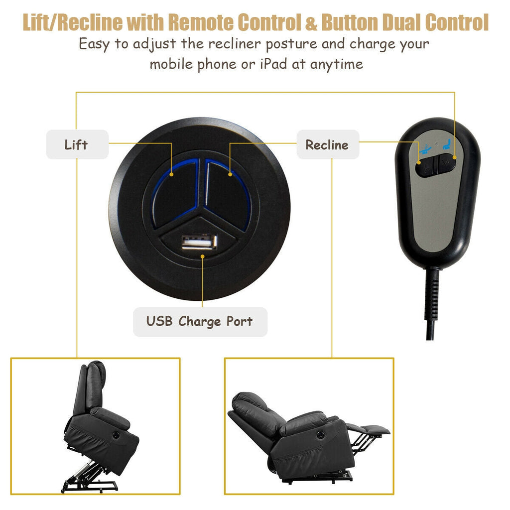 Electric Power Lift Leather Massage Sofa