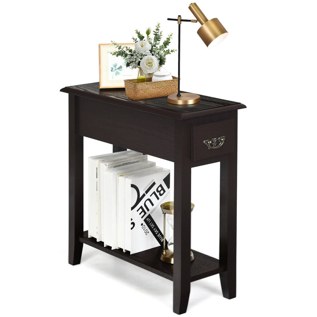 End Table Bedside Sofa End Table Narrow Nightstand with Wooden Legs