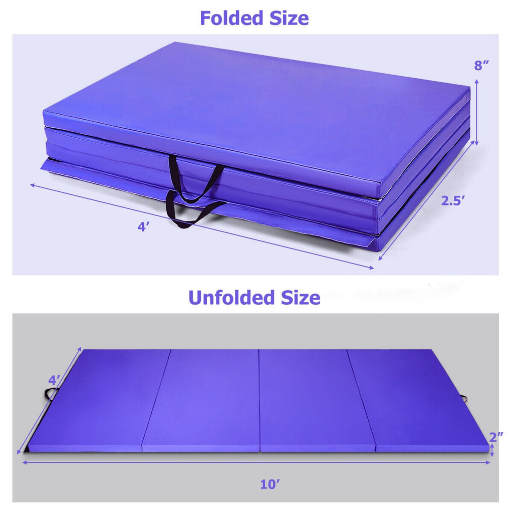 4 Feet x 10 Feet x 2 Inch Folding Gymnastics Tumbling Gym Mat