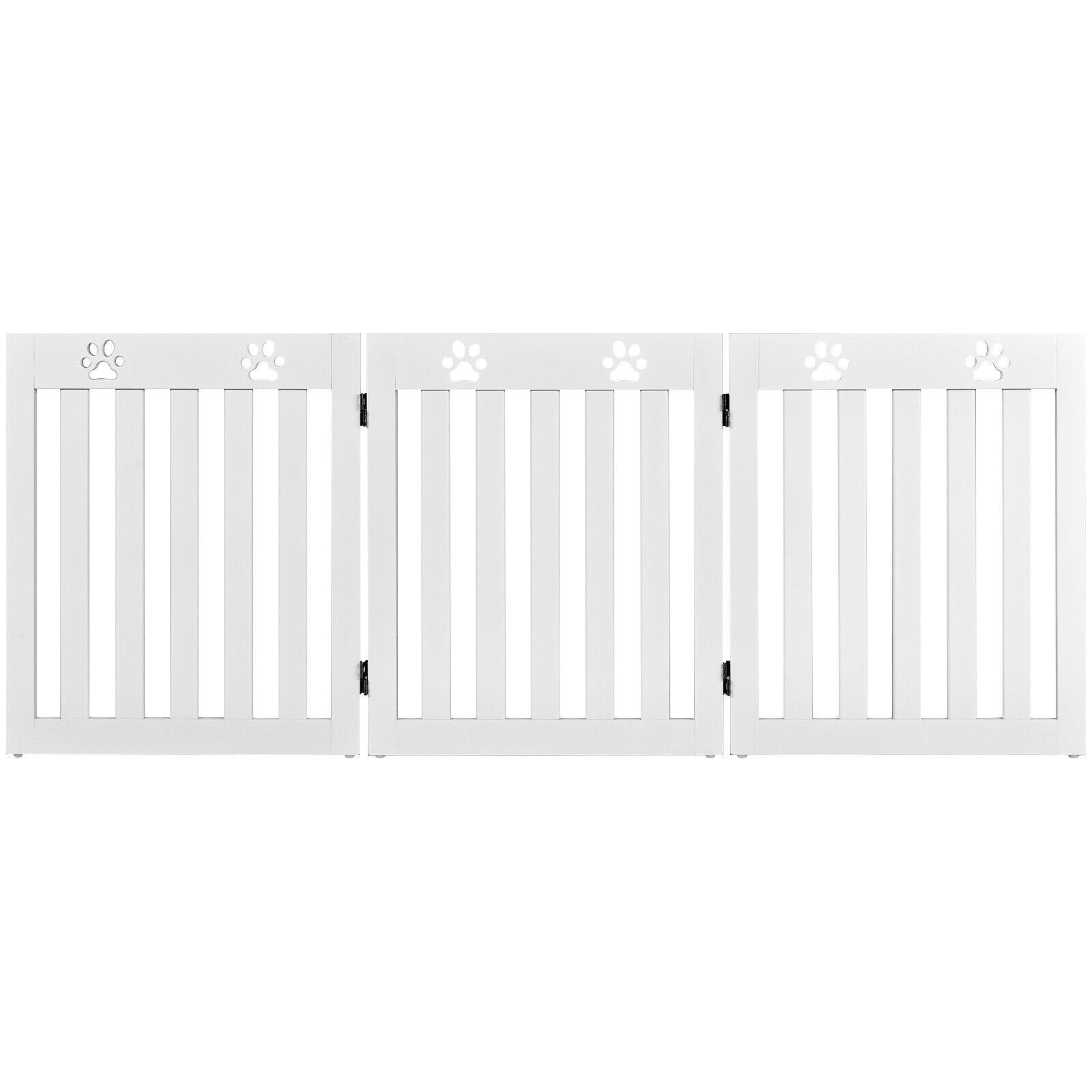 24 Inch Folding Wooden Freestanding Dog Gate with 360¬∞ Flexible Hinge for Pet