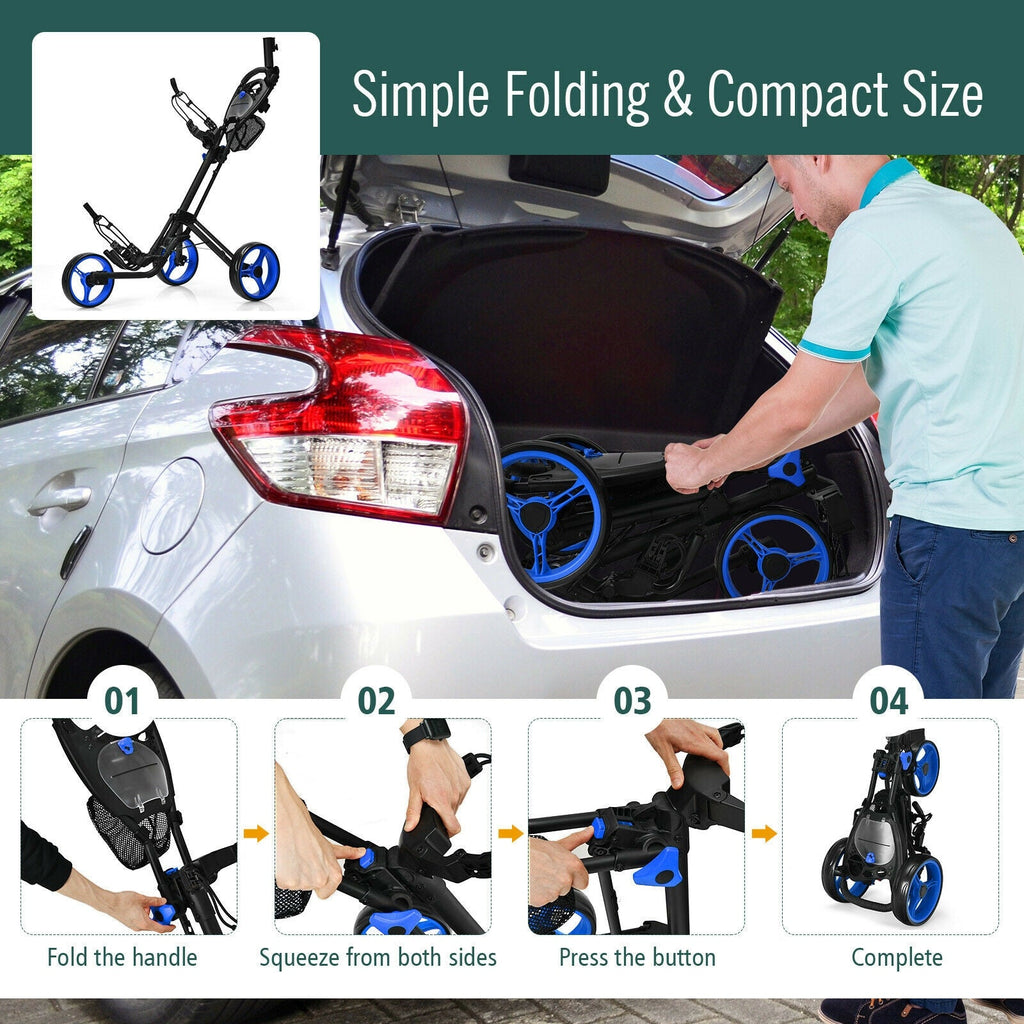 Folding 3 Wheels Golf Push Cart with Brake Scoreboard Adjustable Handle