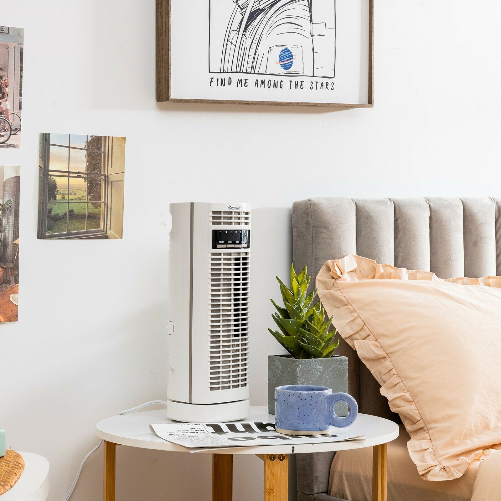 14 Inch Mini Oscillating Tower Fan Electric Desk Fan with 3 Speed and Timer