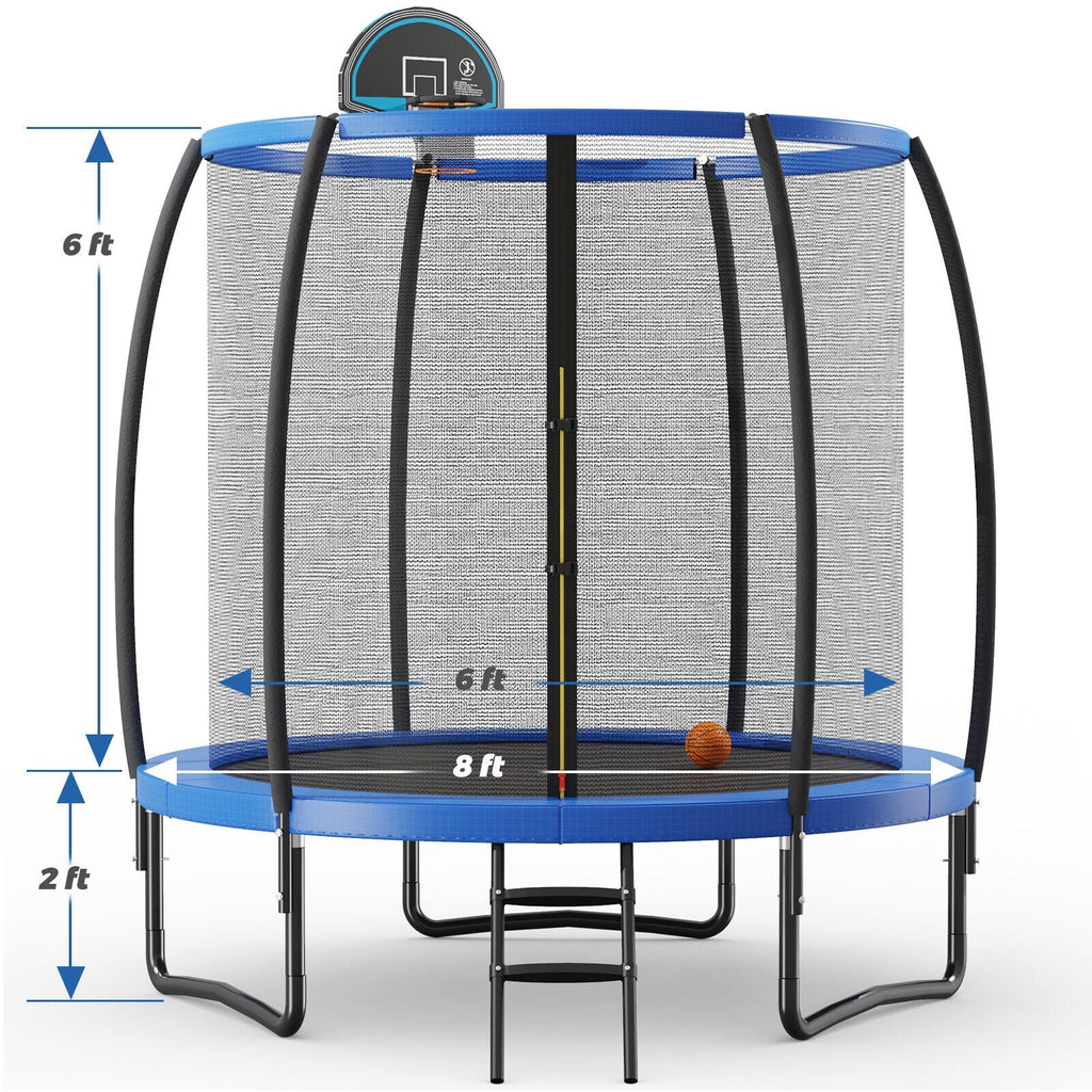 8/10 Feet Recreational Trampoline with Basketball Hoop