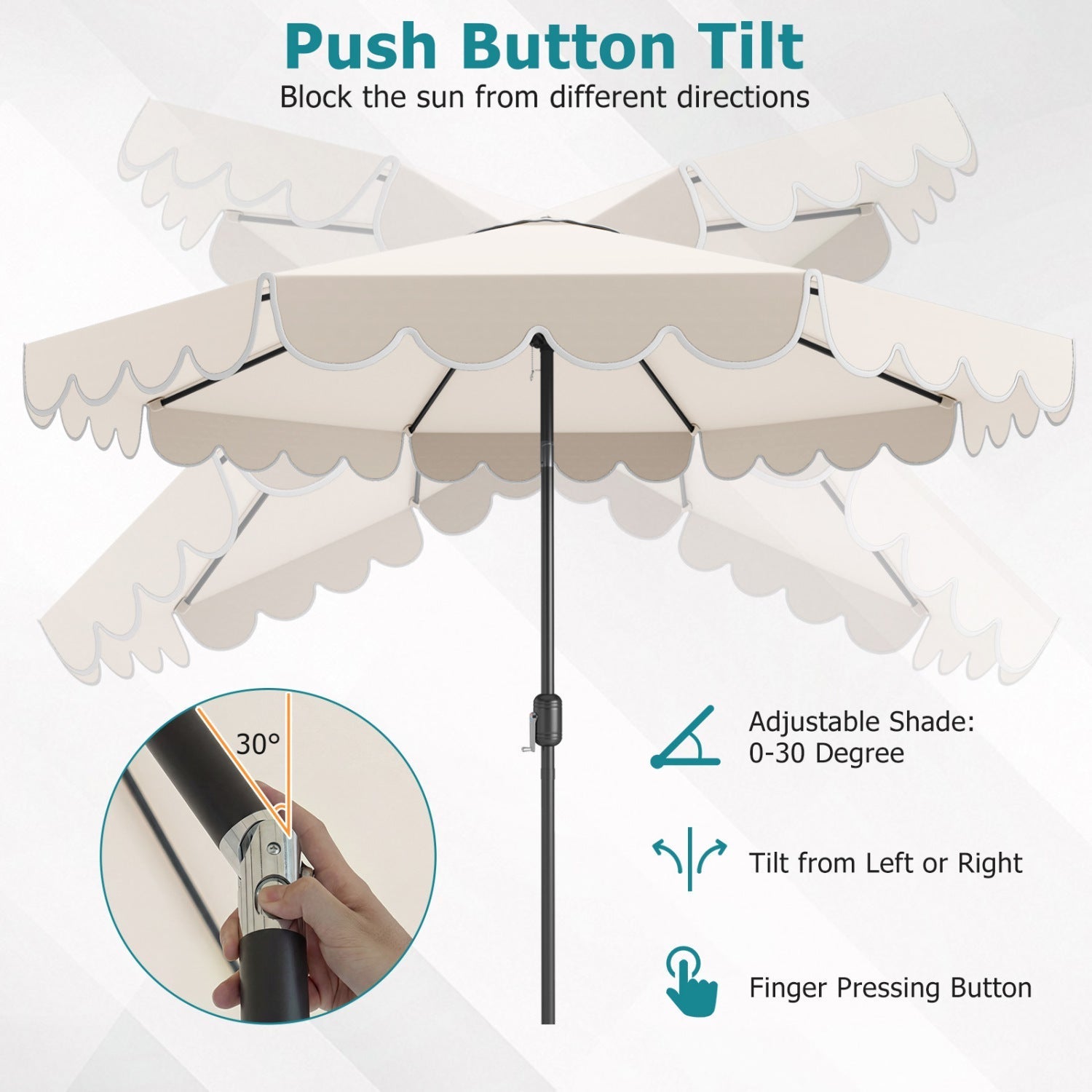 10 FT Patio Umbrella with Push Button Tilt and Crank