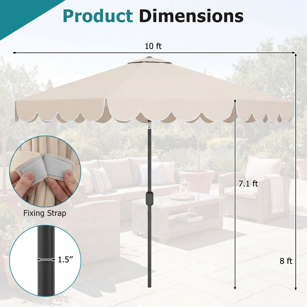 10 FT Patio Umbrella with Push Button Tilt and Crank