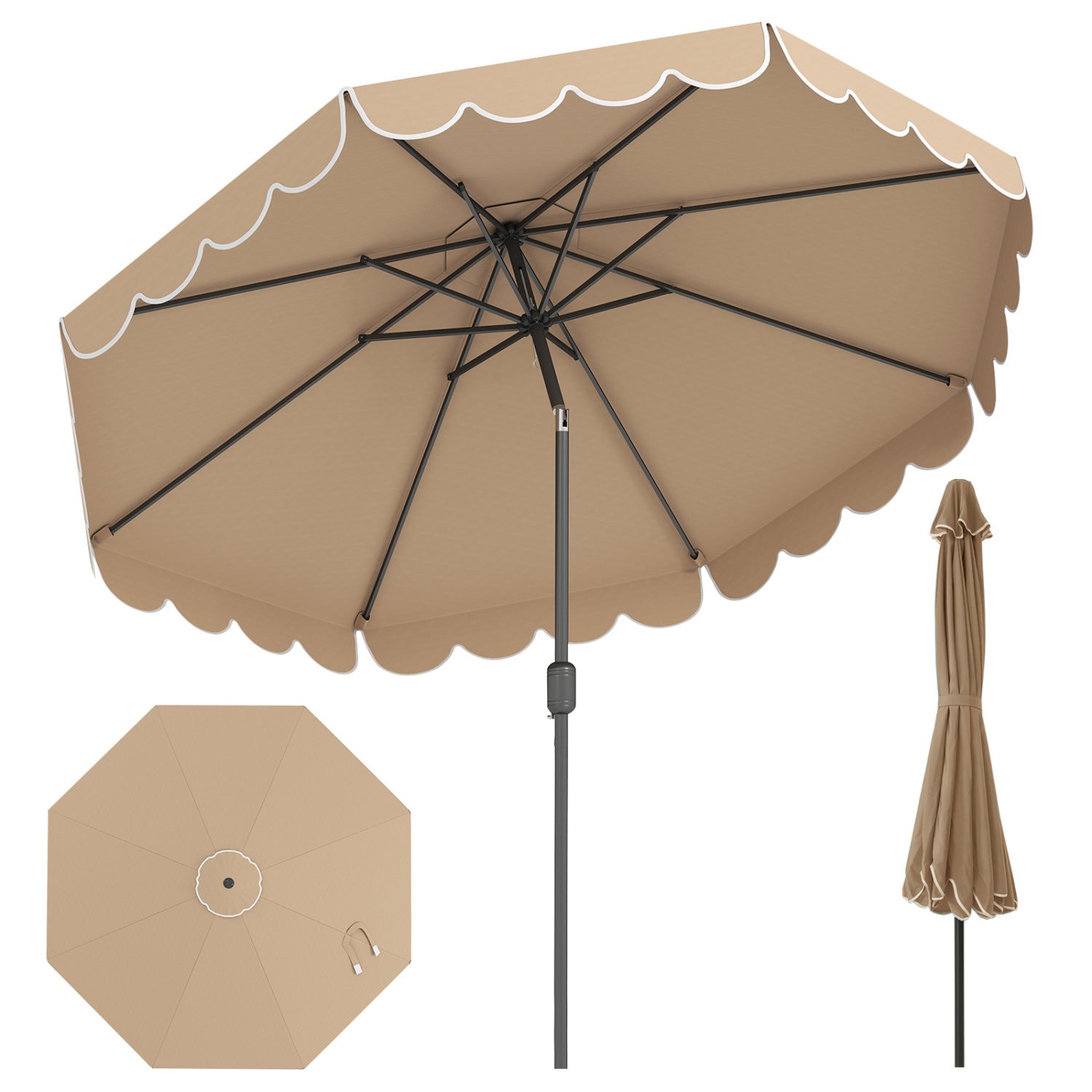 10 FT Patio Umbrella with Push Button Tilt and Crank