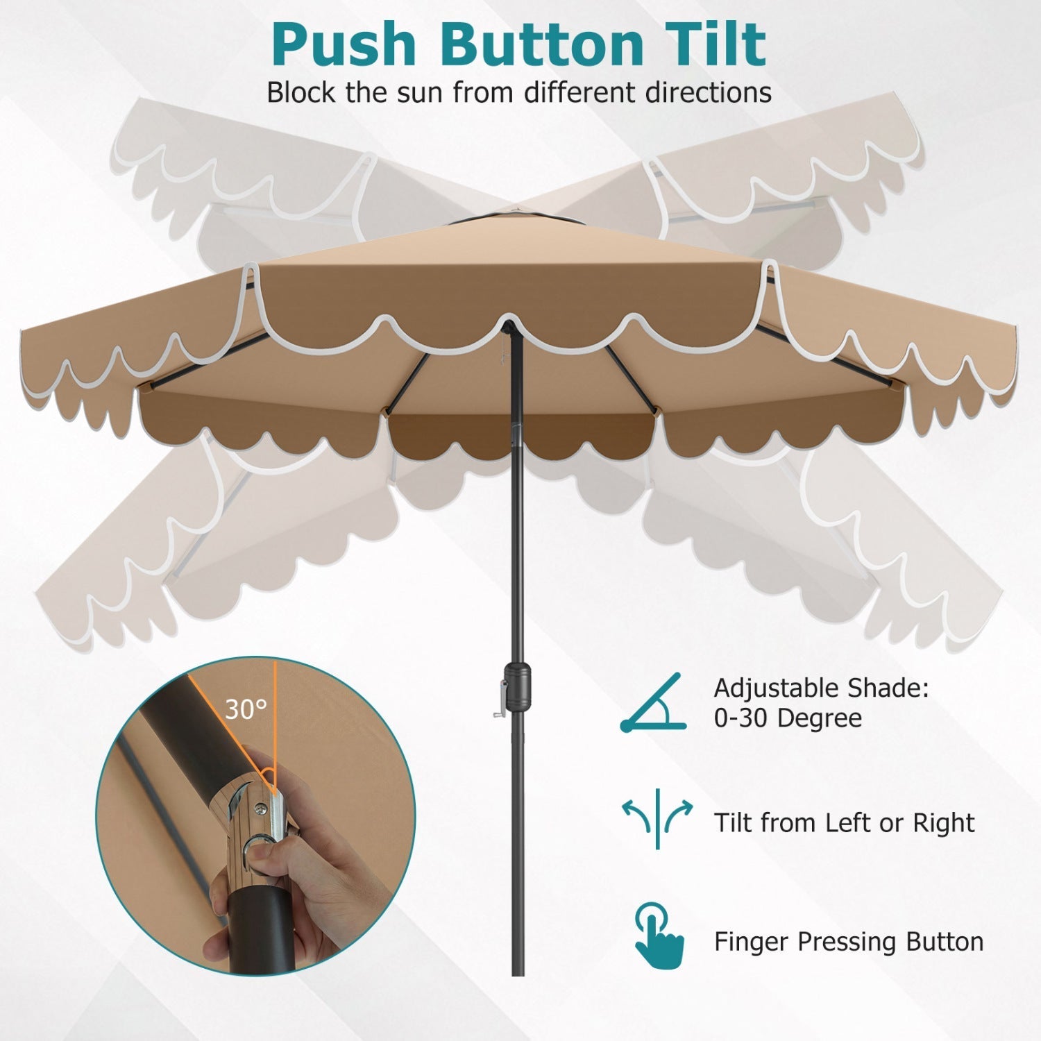10 FT Patio Umbrella with Push Button Tilt and Crank