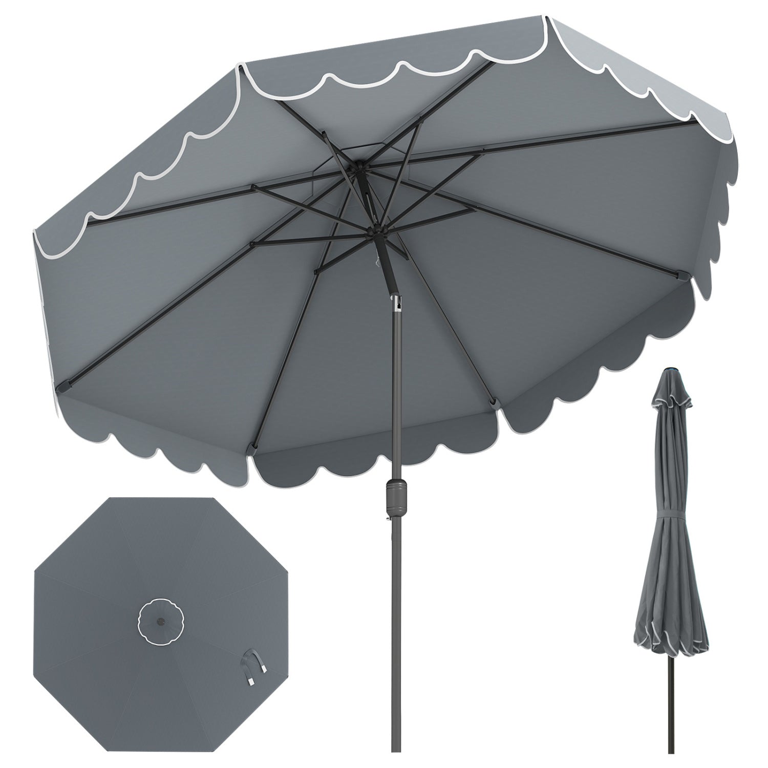 10 FT Patio Umbrella with Push Button Tilt and Crank
