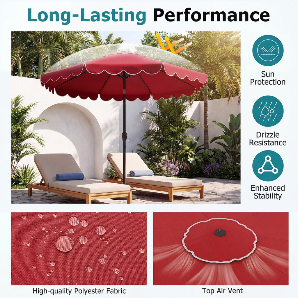 10 FT Patio Umbrella with Push Button Tilt and Crank