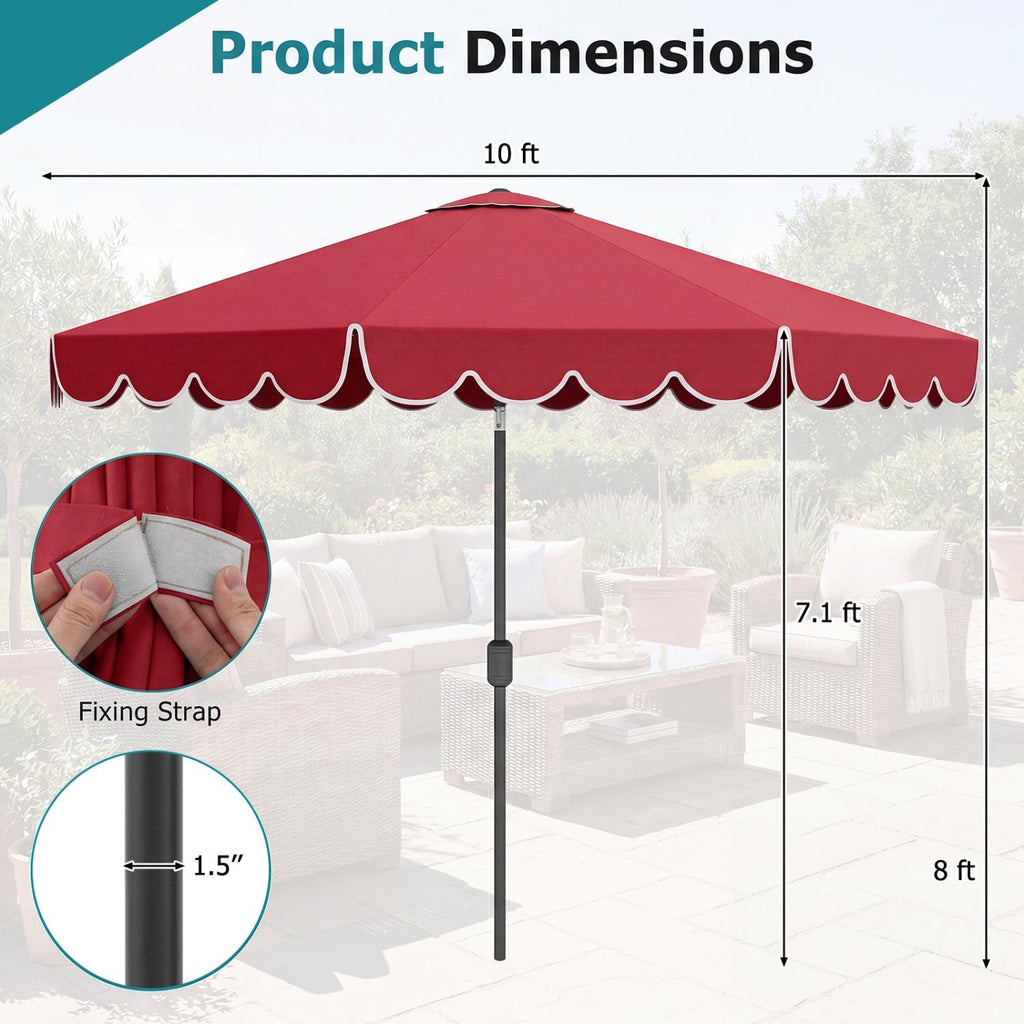 10 FT Patio Umbrella with Push Button Tilt and Crank