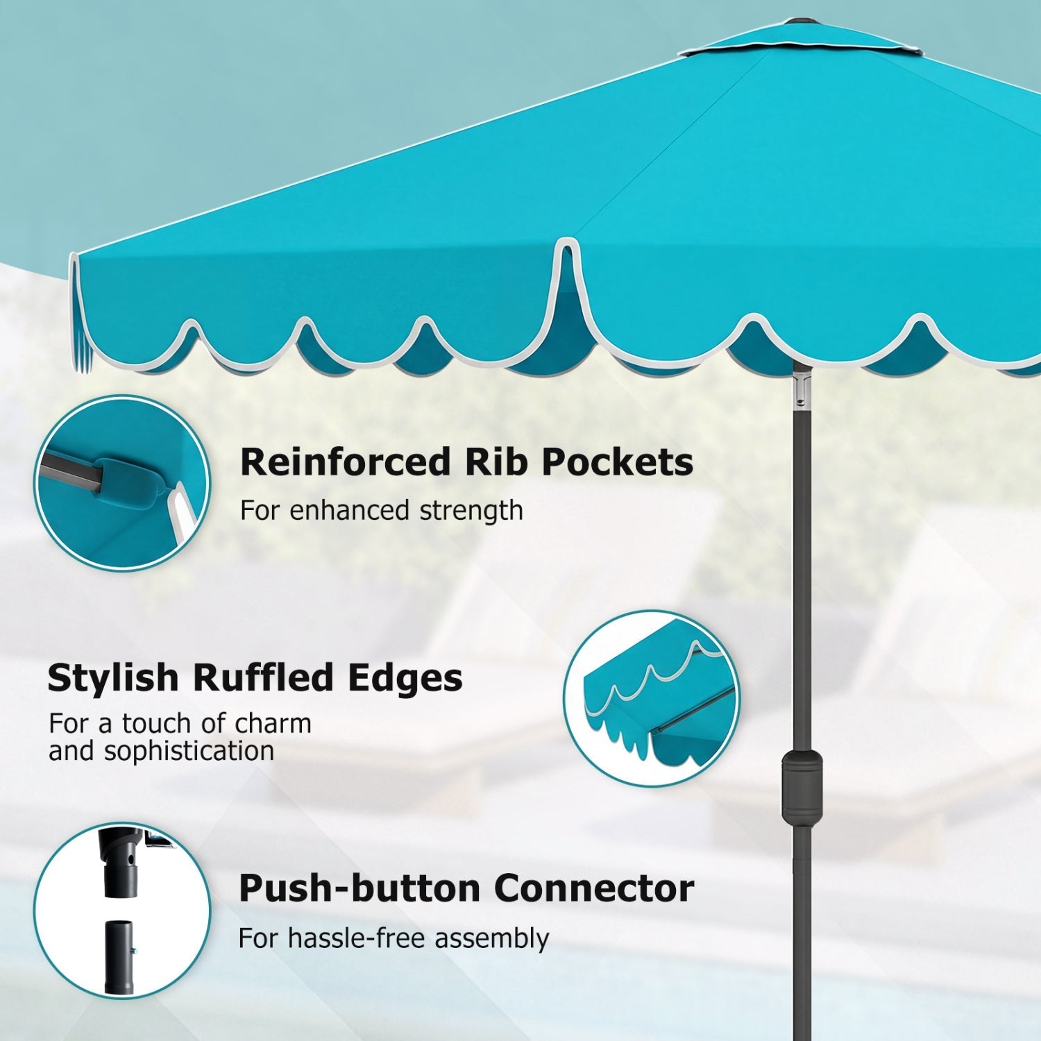 10 FT Patio Umbrella with Push Button Tilt and Crank