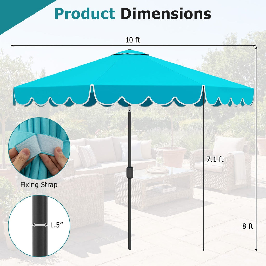 10 FT Patio Umbrella with Push Button Tilt and Crank