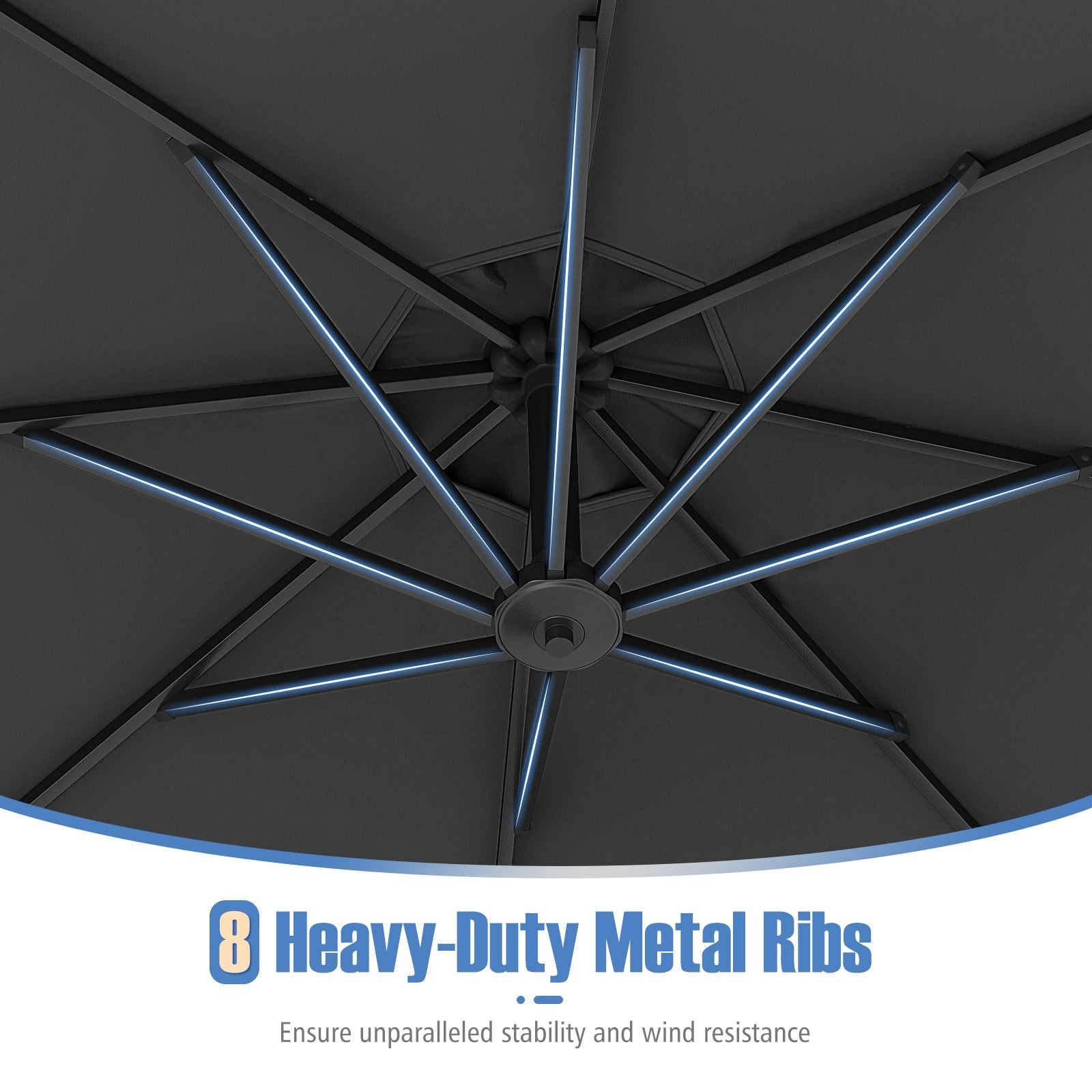 10 Feet Offset Hanging Umbrella with Base Patio Cantilever Umbrella with Tilt