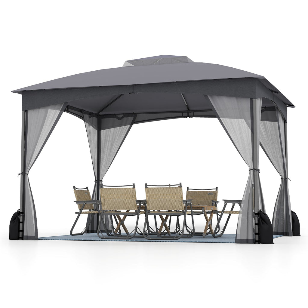 10 X 12 FT Patio Gazebo with Netting Walls with 4 Sandbags