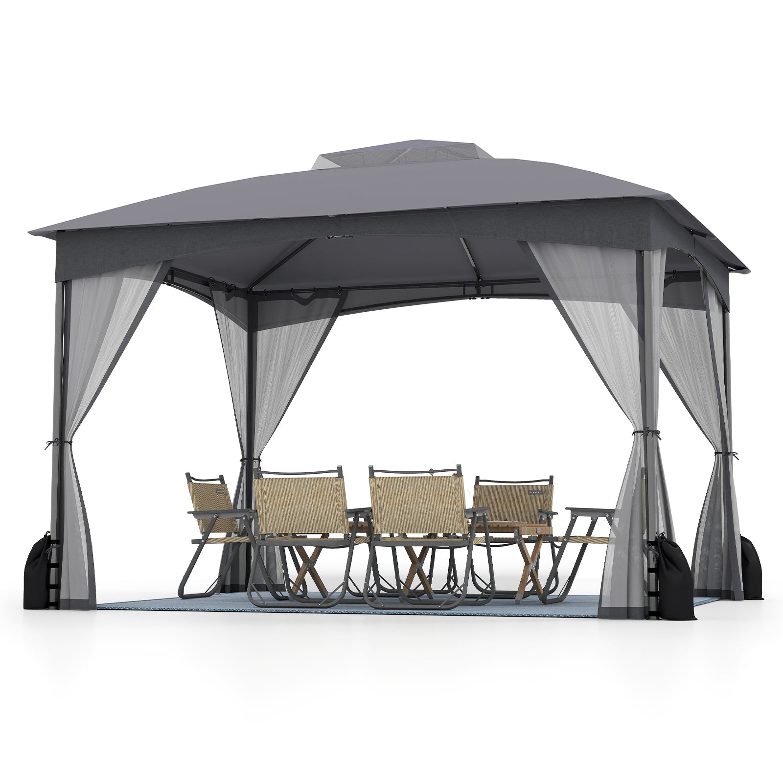 10 X 12 FT Patio Gazebo with Netting Walls with 4 Sandbags