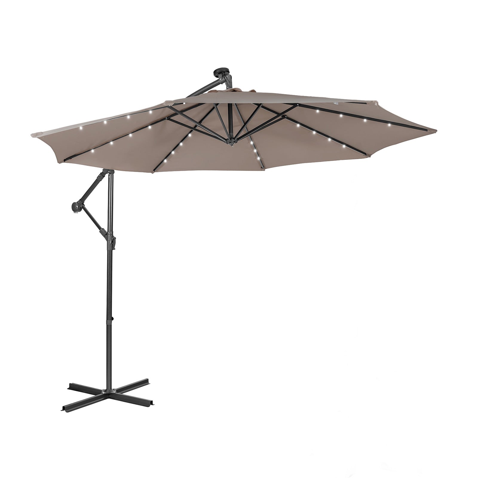 10 Feet Patio Solar Powered Cantilever Umbrella with Tilting System
