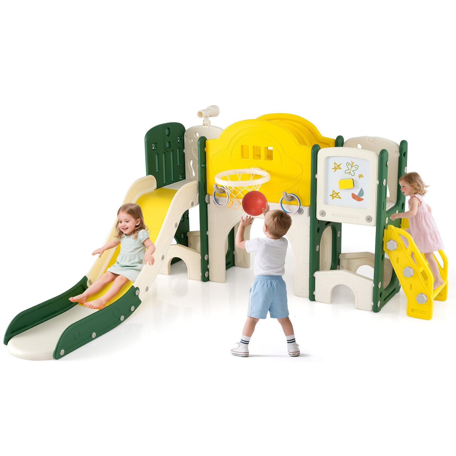 10 in 1 Toddler Slide Set Kids Slide and Climber Playset Indoor Playground